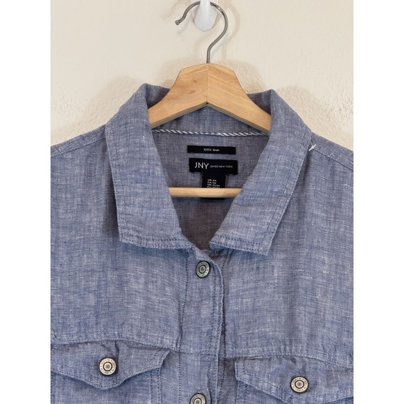 Jones New York 100%Linen Lightweight Jacket Blue Size 2X Costall - Picture 4 of 16